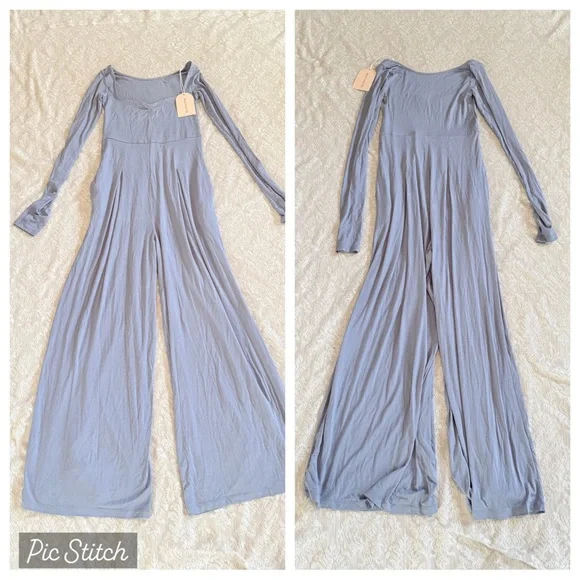 NWT Blogilates modal sweetheart neckline wide leg jumpsuit - Picture 2 of 10